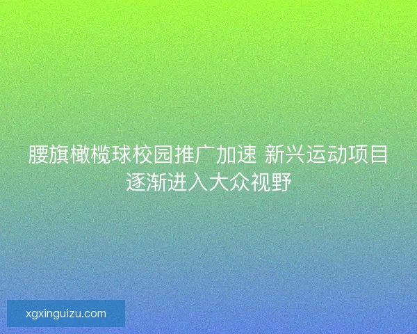 腰旗橄榄球校园推广加速 新兴运动项目逐渐进入大众视野